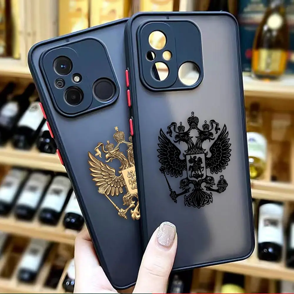 Two-headed Birds Russian Flags Emblem Matte Phone Case for Redmi A1 K40 GAMING K30 K30S K20 10X 10C 10 9C 9T 9A 9 8 7 6 5 Case 