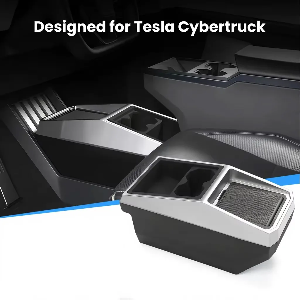 EVSTUDIO テスラ・サイバートラック用車内収納ボックス インテリアカーアクセサリー 下部センターコンソール 大容量収納