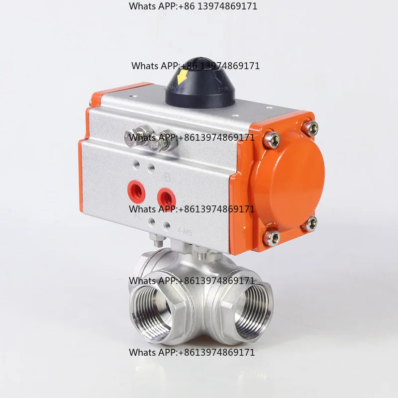 Q614F-16/25/40/64R Pneumatic 316 Stainless Steel L-shaped Three-way Ball Valve DN