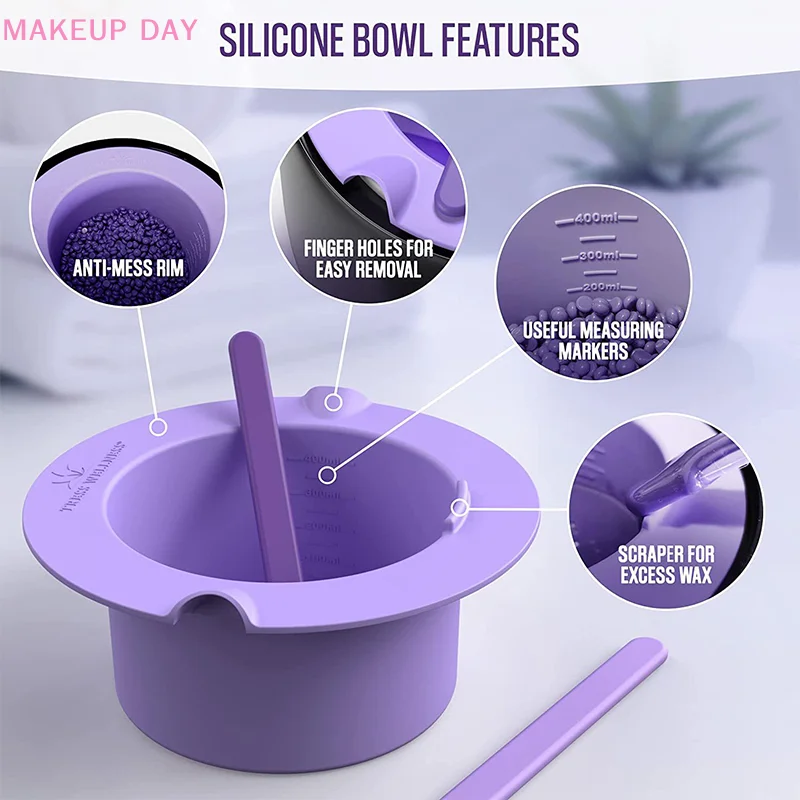 Heat-resistindo Silicone Hair Removal Bowls, Wax Warmer, Substituição Pot Bowls com Agitando Stick, Cabelo Remoção Beauty Mask Kit