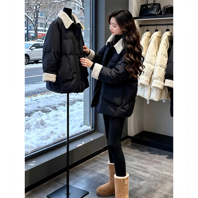 

Casual Cotton Jaet Women's Loose Slimming Warm Mid-Length Faionable Long Sve Top for Winter Commute Vintage Sle