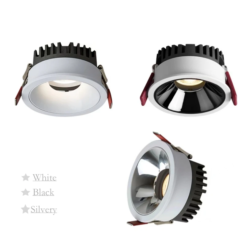 Downlight anti-absorbe ouissement profond réglable ultra mince de LED de CRI élevé étroit intégré 5W 7W 10W 12W 15W plafonnier AC85-265V