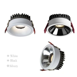 LED Downlight Antireflexo, Ultra Fino, Ajustável, Alto CRI, Profundo, Embutido, Lâmpada de Teto, 5W, 7W, 10W, 12W, 15W, CA 85-265V