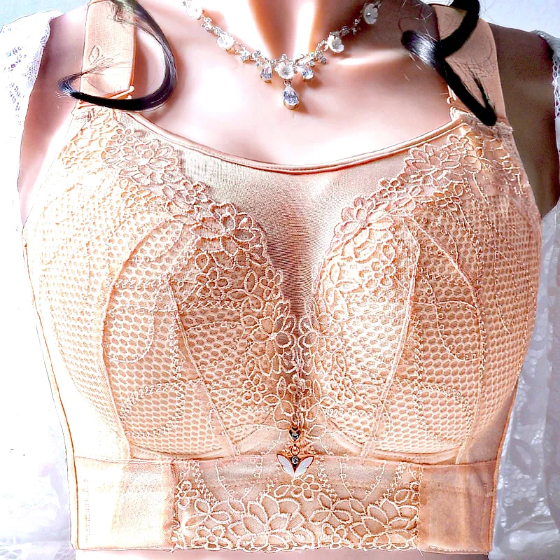 Bandeau anti-bare lace bra thin non-underwire adjustment breathable gathering underwear women