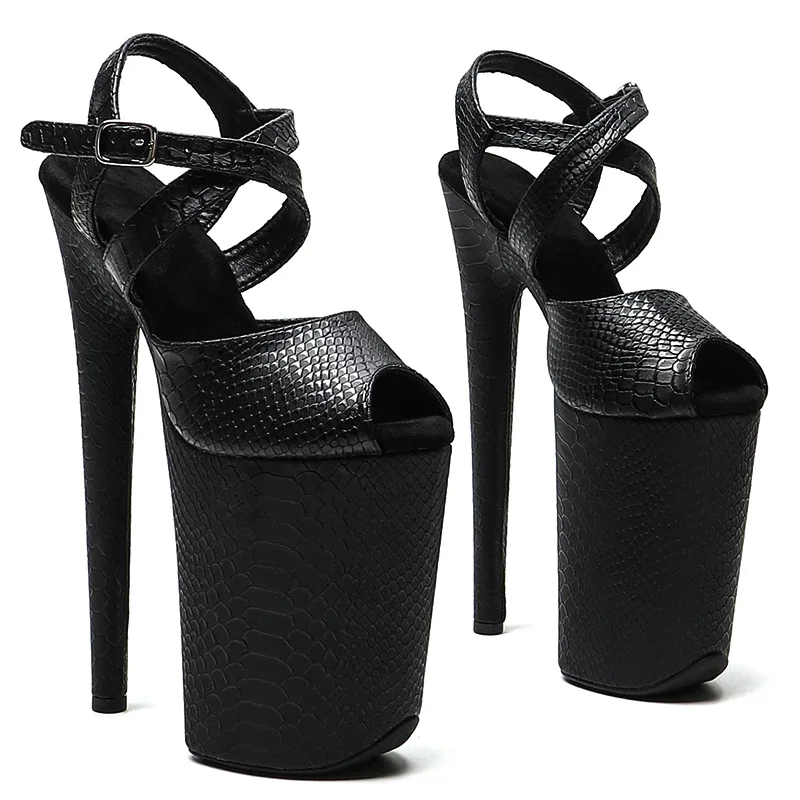 

Leecabe 23CM/9inches Matte PU Snake upper fashion trend exotic sexy romantic Platform Sexy High Heels Sandals Pole Dance shoes
