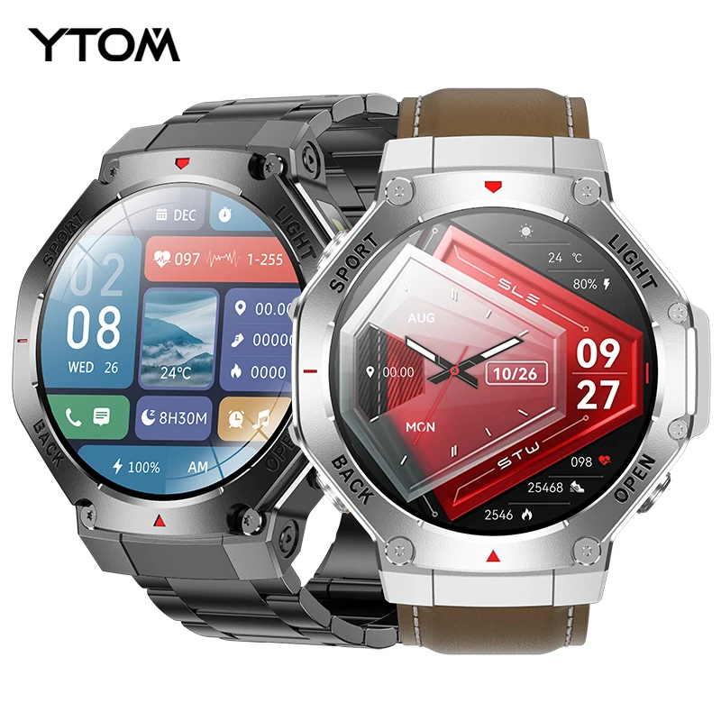 YTOM TR3 MAX RDFIT SmartWatch Flashlight Function l1.53inch HD screen Compass SOS Altimeter BT Call Smart Watch For Men Women