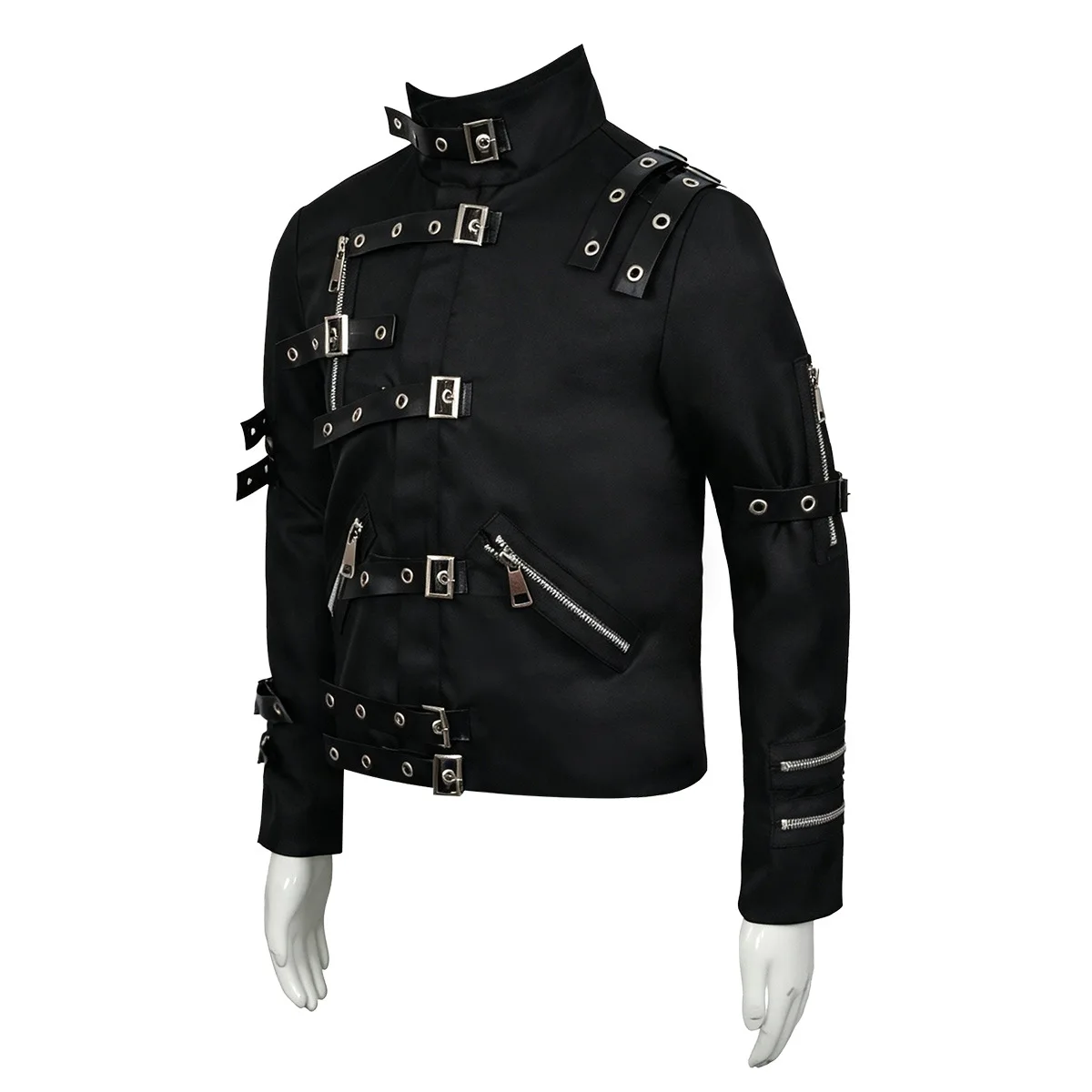 Michael Jackson BAD Tour Cosplay Coat For Teen Adult Slim Fit Black Punk Stretch Cotton Jacket for Carnival Impersonator Show - view 3
