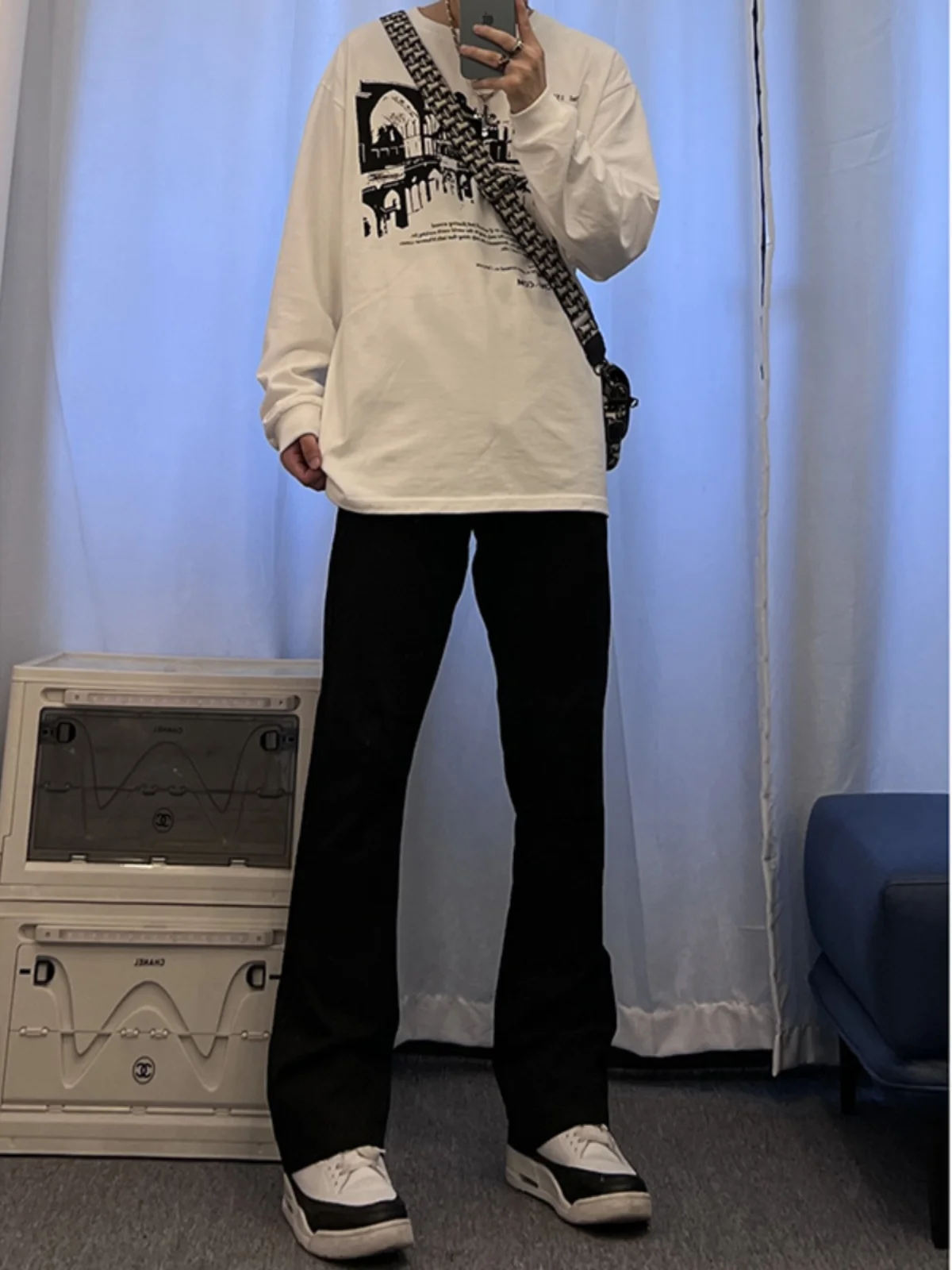 

High Waist Bla Stretchy Straight Leg Cleanfit Design Men's Jeans High Street American Sle Versatile Long Trousers