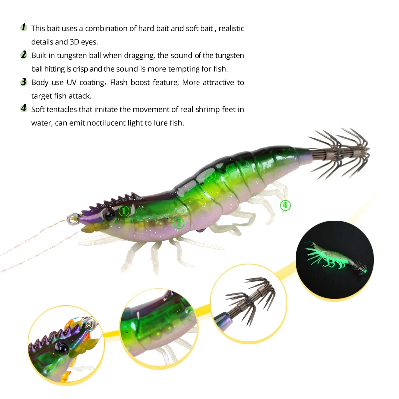 Egi luminoso horizontal – Señuelo artificial para pesca de calamar - imagen 2