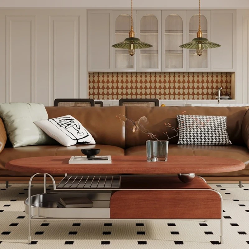 

Журнальный столик из массива дерева для гостиной, овальный чайный столик, простой