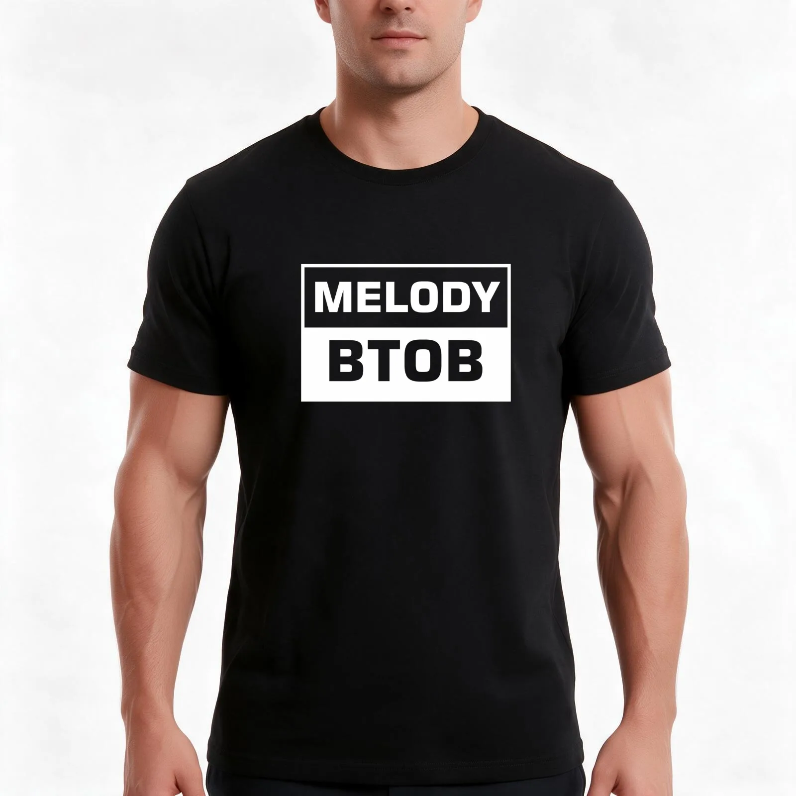 BTOB - Melody T-Shirt, Summer Casual Cotton Tee, Oversized Streetwear Tops, Vintage Graphic Print, Loose Fit Short Sleeve