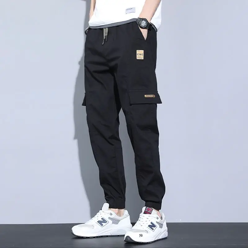 Fashion Loose Pockets Spliced Bandage Korean Pants Men's 2023 Autumn Winter Oversized All-match Solid Color Casual Pants