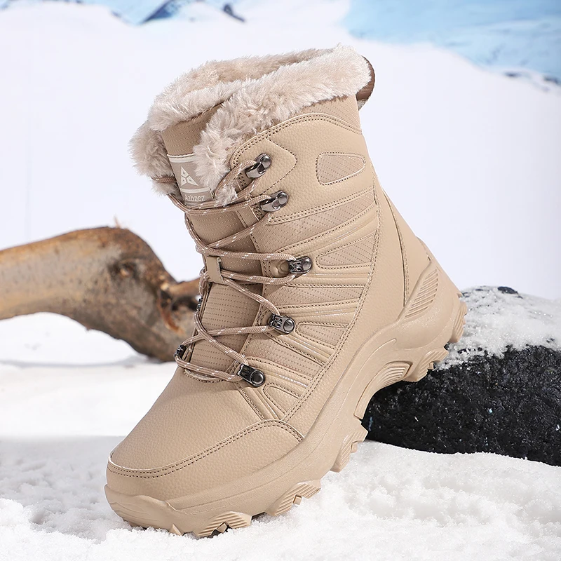 

Winter Snow Boots Men Warm Comfortable Plush Lace-up Anti-slip High-top Ankle Boots Men Casual Soft Breathable Outdoor Shoes Men