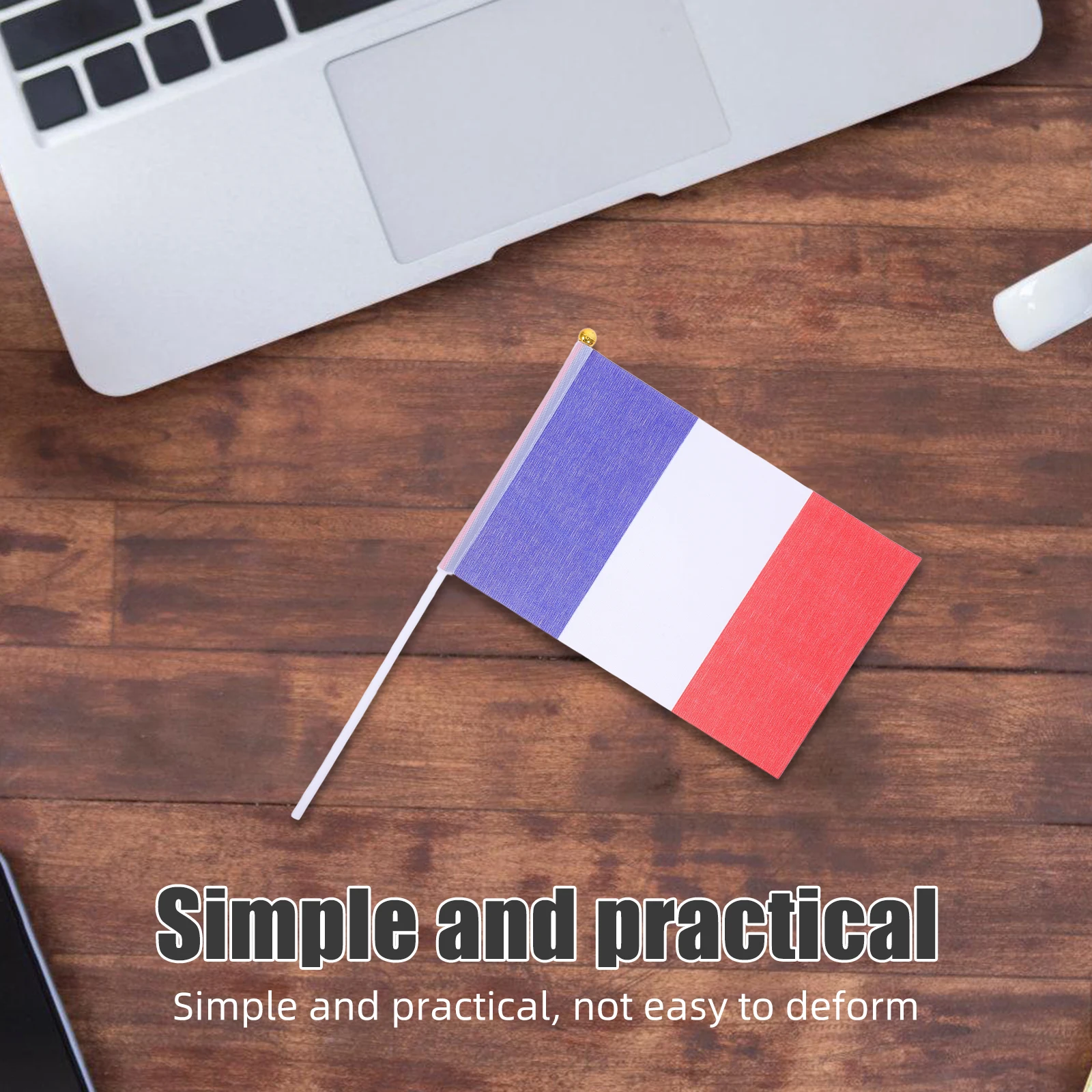 

25Pcs Small French Desk Flags Hand Waving Table Flag Polyester Material with Sturdy Rod for Office Decorations Event Party