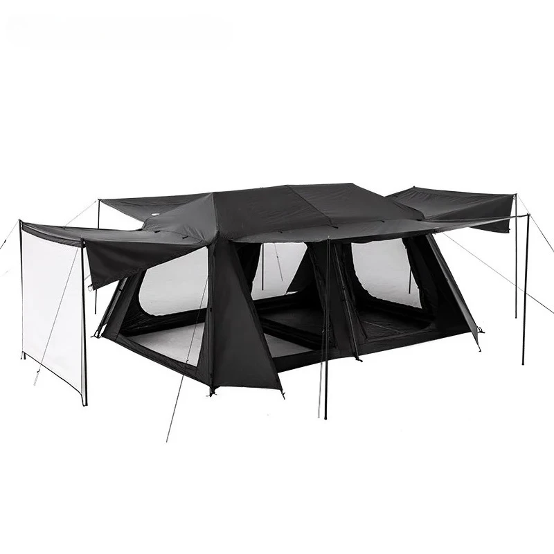 Automatic Quick Opening Black Rubber Tent Two Bedroom One Living Room tent