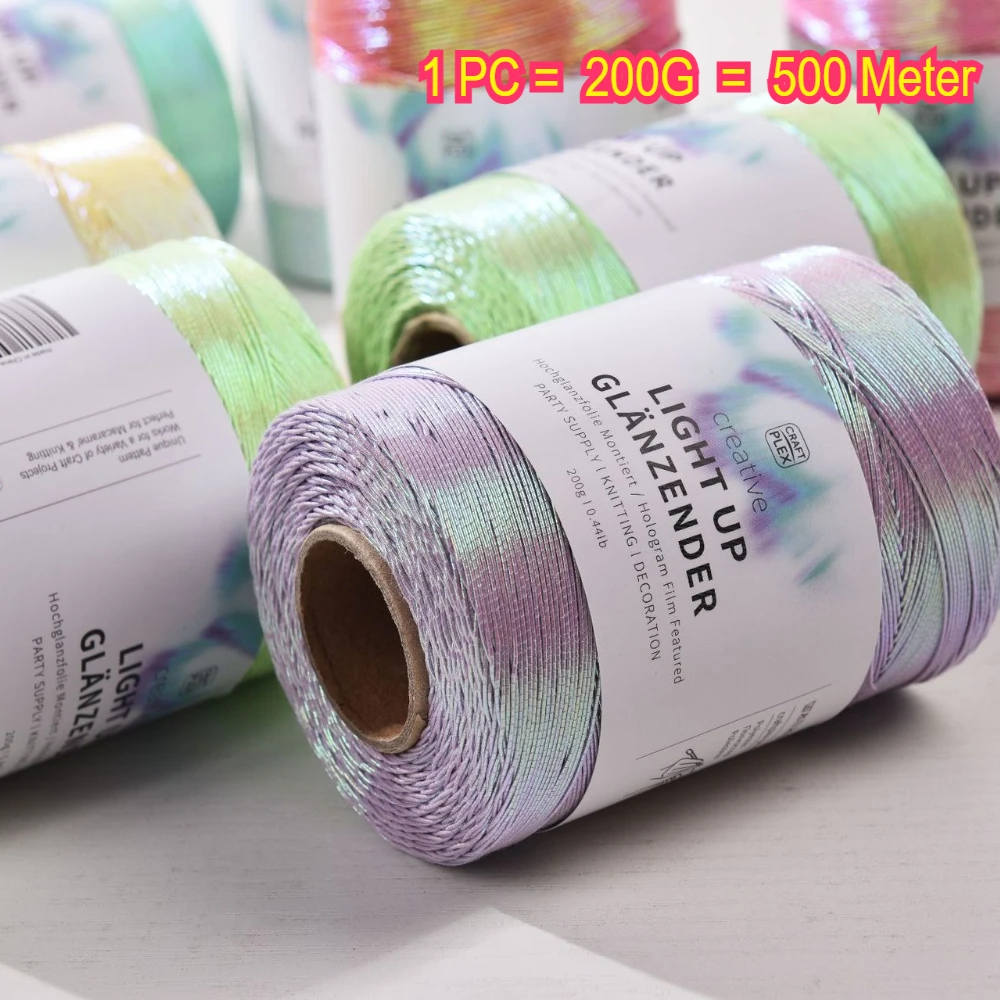 

200g Colorful Metallic Yarn Glitter Gold Sliver Cord Thread Blingthread For DIY Handmade Craft Bag Purse Knitting Crochet Yarn
