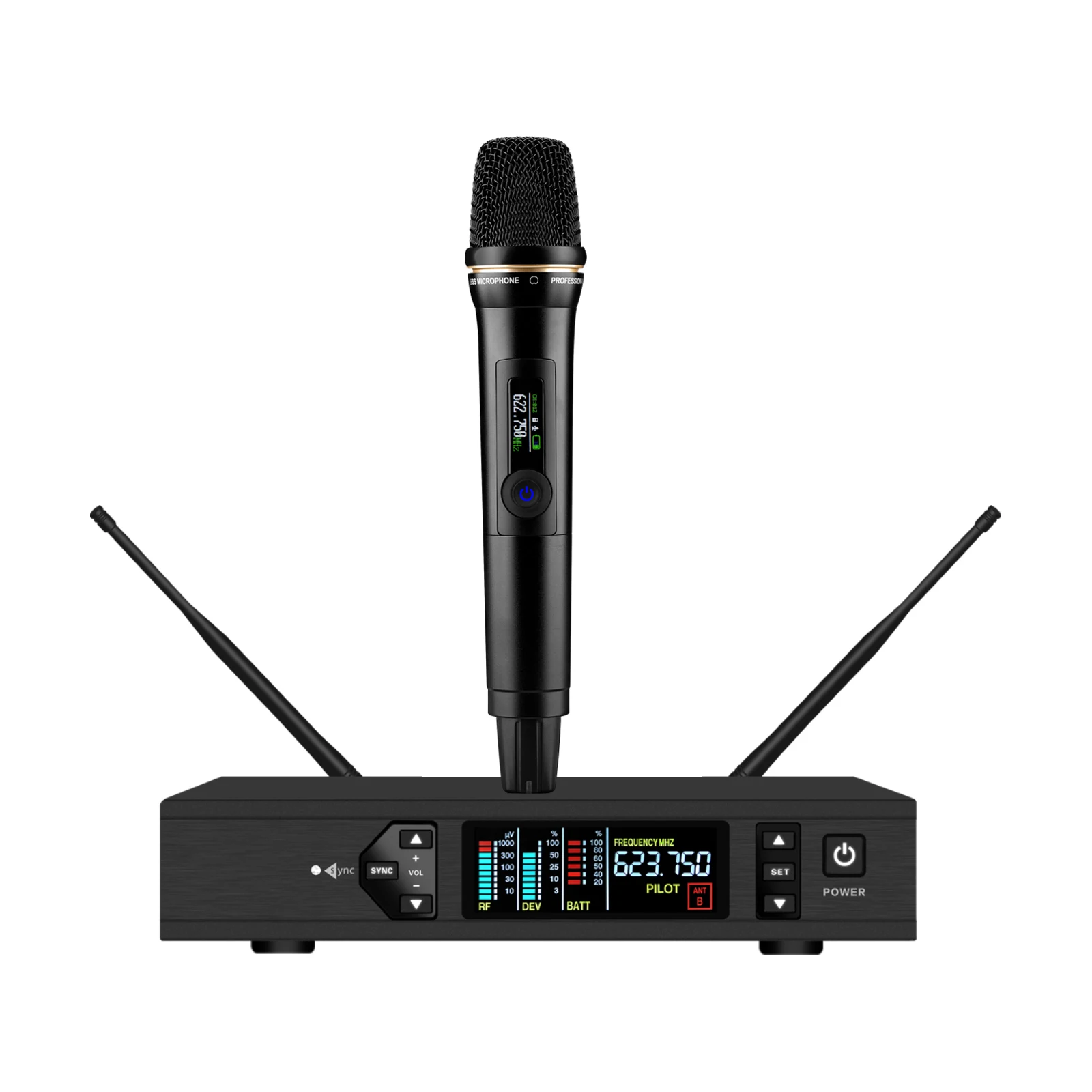 

Professional Lavalie Handheld Microphone with XLR Connector UHF Wireless True Diversity for Stage Performance Conference Use