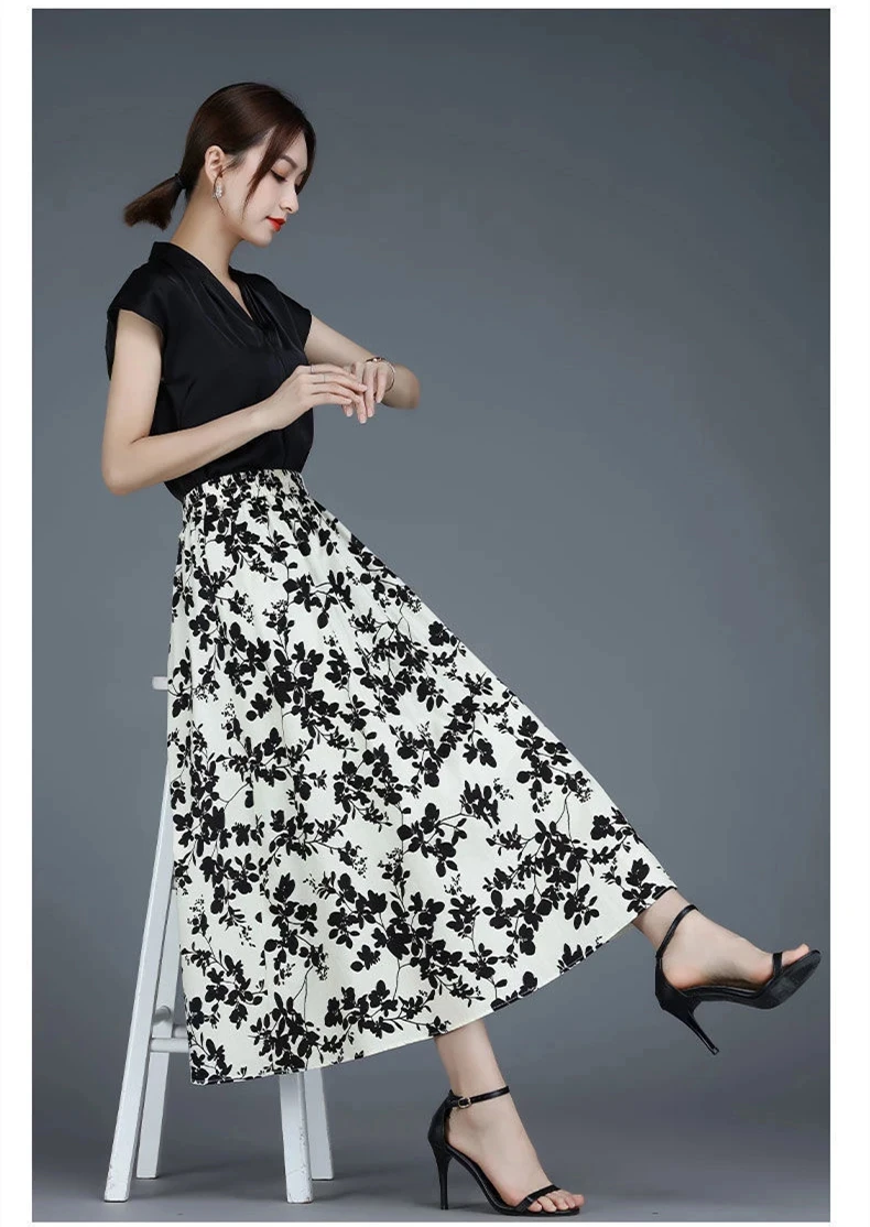 

new summer office lady brand female women girls stretch waist chiffon skirt