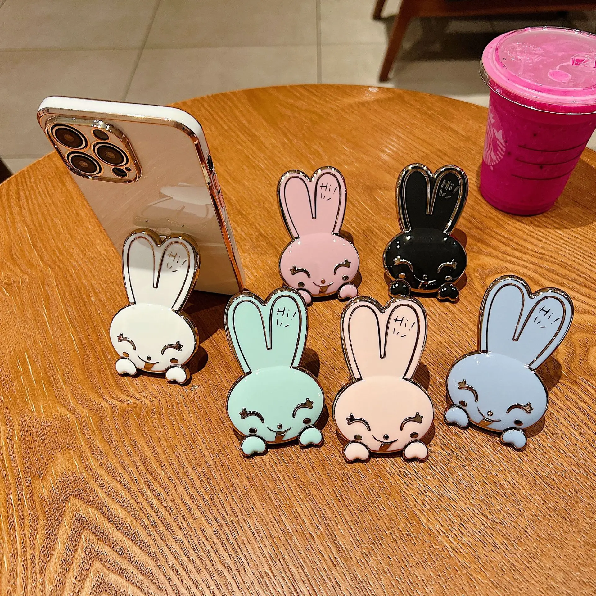 

Cute Bunny Mobile Phone Holder Universal Finger Ring Holder Foldable Cellphone Stand Cartoon Rabbit Bracket For iPhone