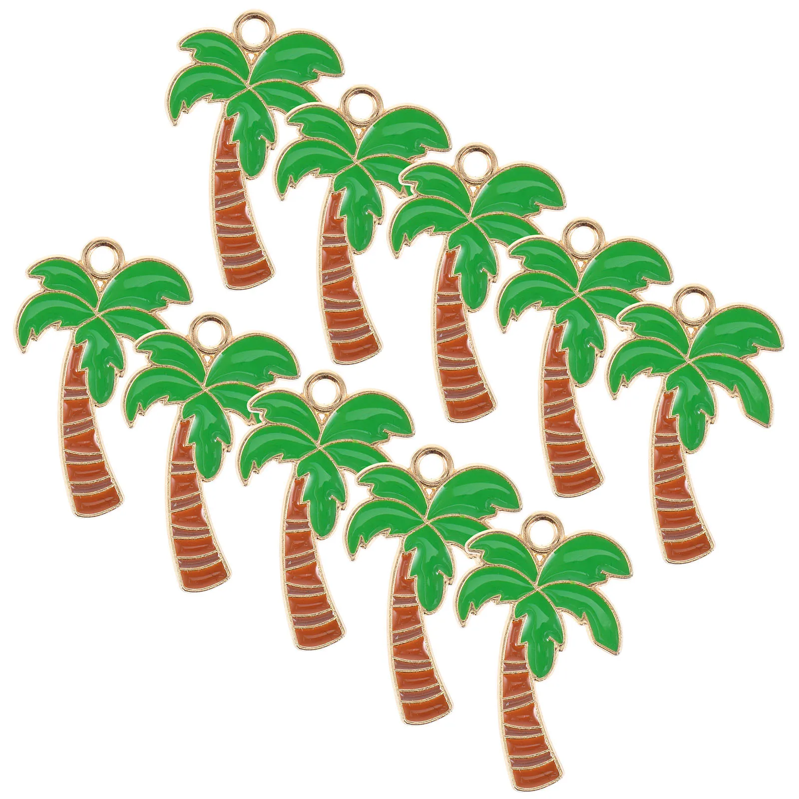 10Pcs Coconuts Tree Charms DIY Tropical Jewelry Accessories Palm Pendants Beads for Summer Bracelets Necklaces Crafting
