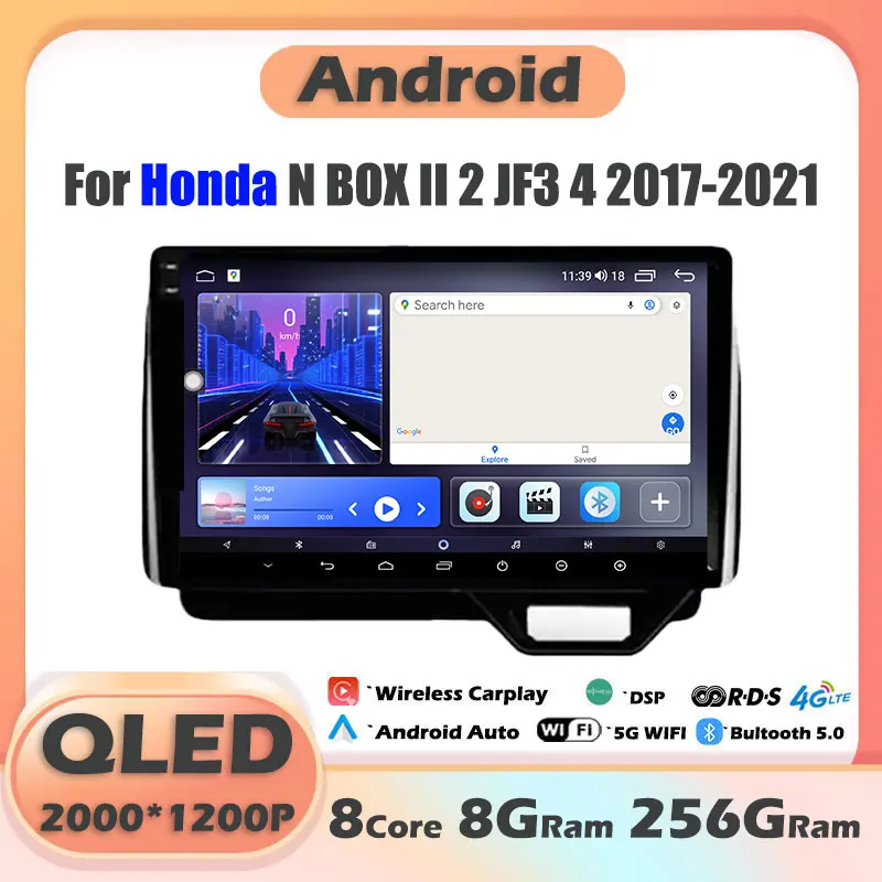 

10,1 дюймов для Honda N BOX II 2 JF3 4 2017 - 2021 плеер DSP Android 14 Радио Стерео GPS навигация Авторадио Carplay головное устройство