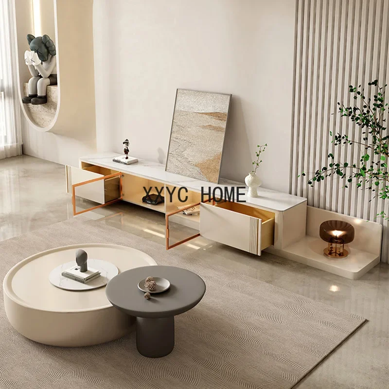 New Design Round Coffee Table Small Modern Coffee Table With Sintered Stone Table Top For Living Room