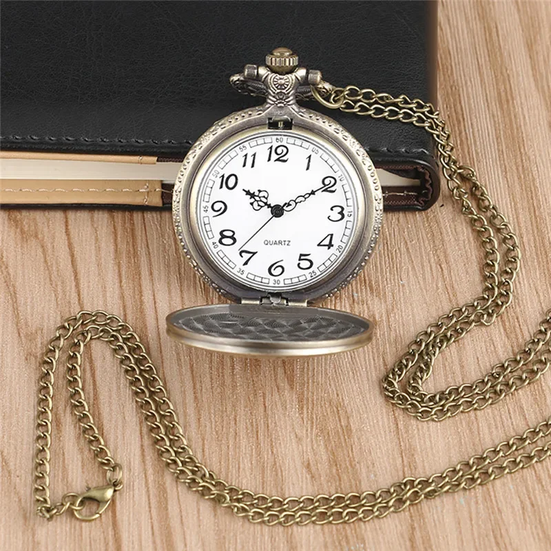 Antique Double Eagle Austria National Emblem Men Women Analog Quartz Pocket Watch Arabic Number Dial Necklace Chain Timepiece