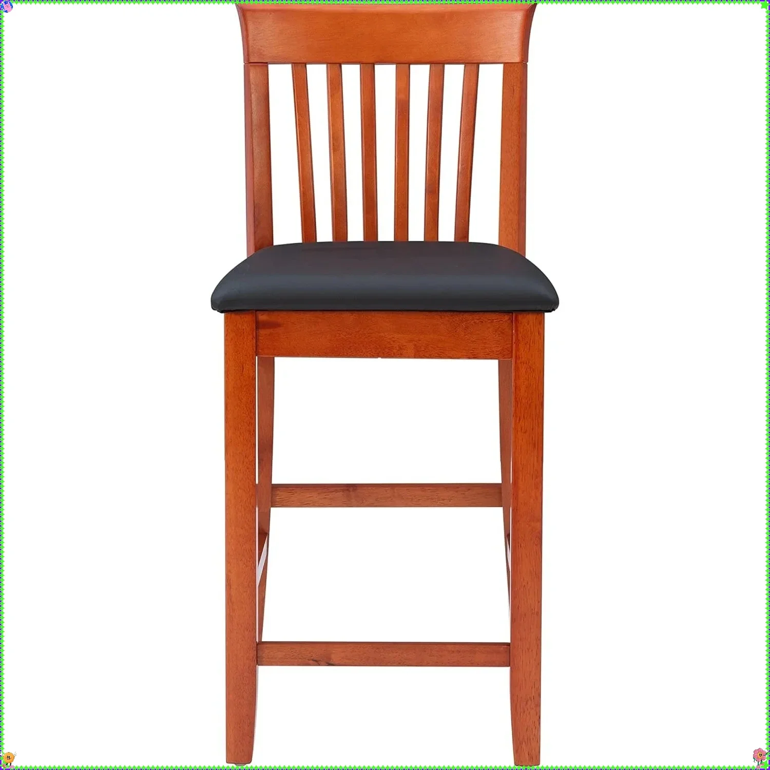 Sgabello da bar moderno in legno di ciliegio rosso, sgabello da cucina con sedile in vinile, sgabello da pranzo 37 ore per bar di casa, caffetteria