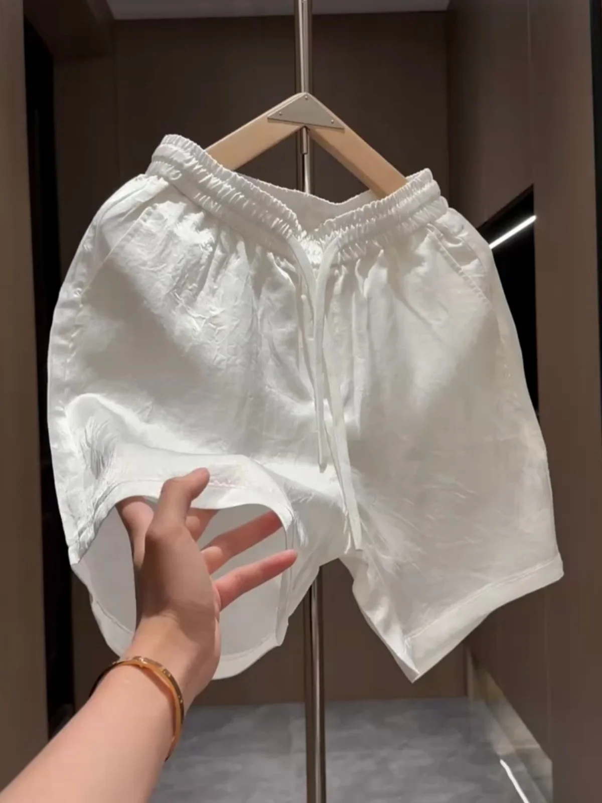 Men's Summer Quick Dry Ice Silk Acetate Short Pants Breathable Skin-friendly Lightweight Luxury Sport Four-quarter Pants