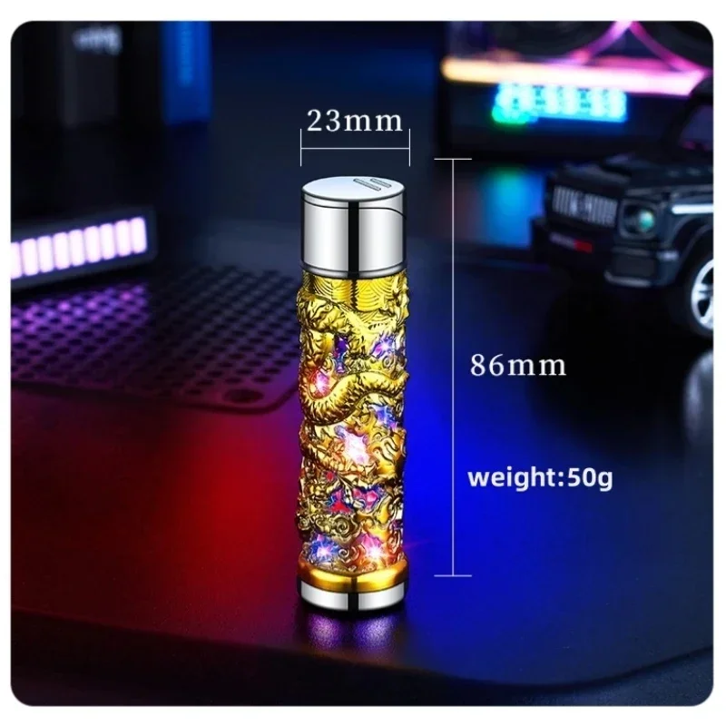 2024NEW Metal 3D Relief Dragon Lighter Windproof Butane Turbo Red Flame Portable Lighter Cigarette Accessories Trendy Men\'s Gift