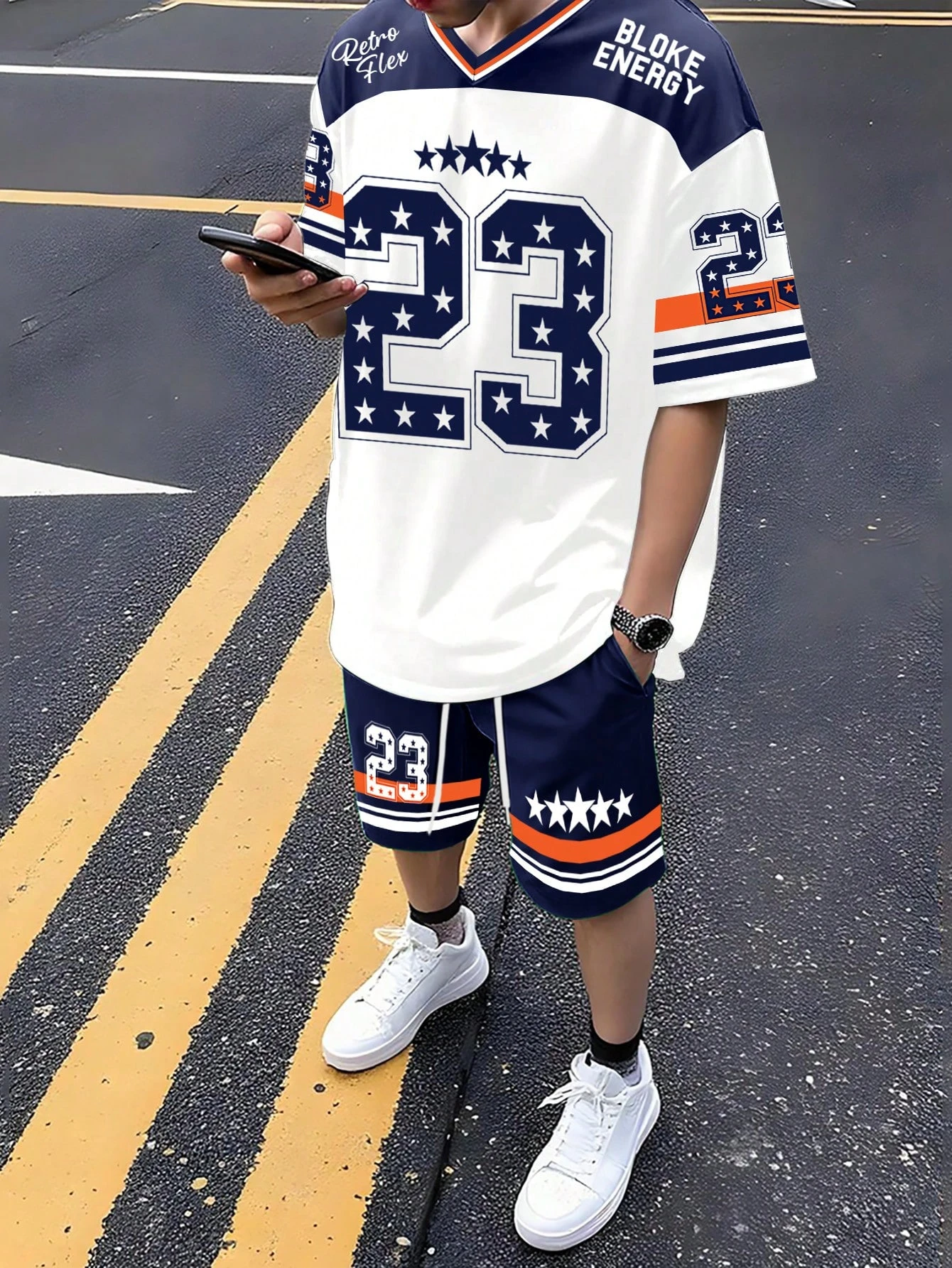 

Men's Quick-drying Outdoor Sports Casual Suit No.23 Letter Graphic Print Breathable Comfy Stylish Lightweight T-Shirts & Shorts