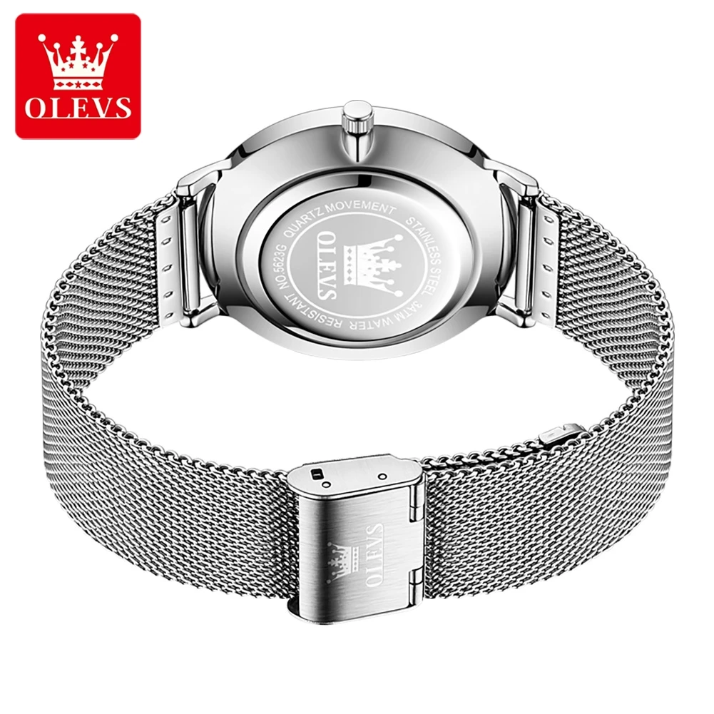 OLEVS 5623 New Man Watch Ultra Thin Mesh Steel Strap Original Quartz Wrist Watch for Men Simple Fashion Waterproof Men's Watches