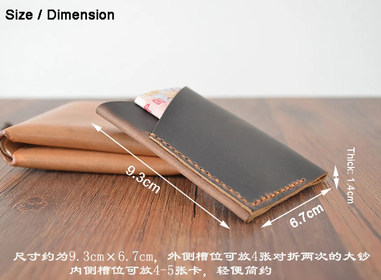 Vintage 100% Handmade Genuine Leather Credit Card Holder Card ID Holder men Business Card Leather women Purse small wallet