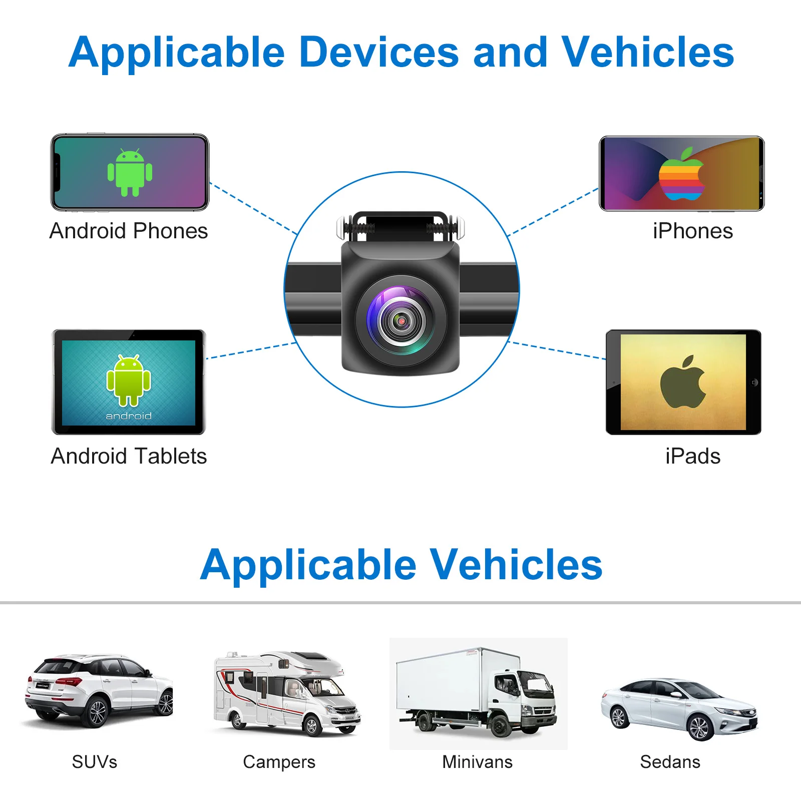 Car Camera for Car with Wifi Wireless Car Rear View Reversing HD 1080P Camera BackUp Dash Cam Tachograph Vehicle Camera