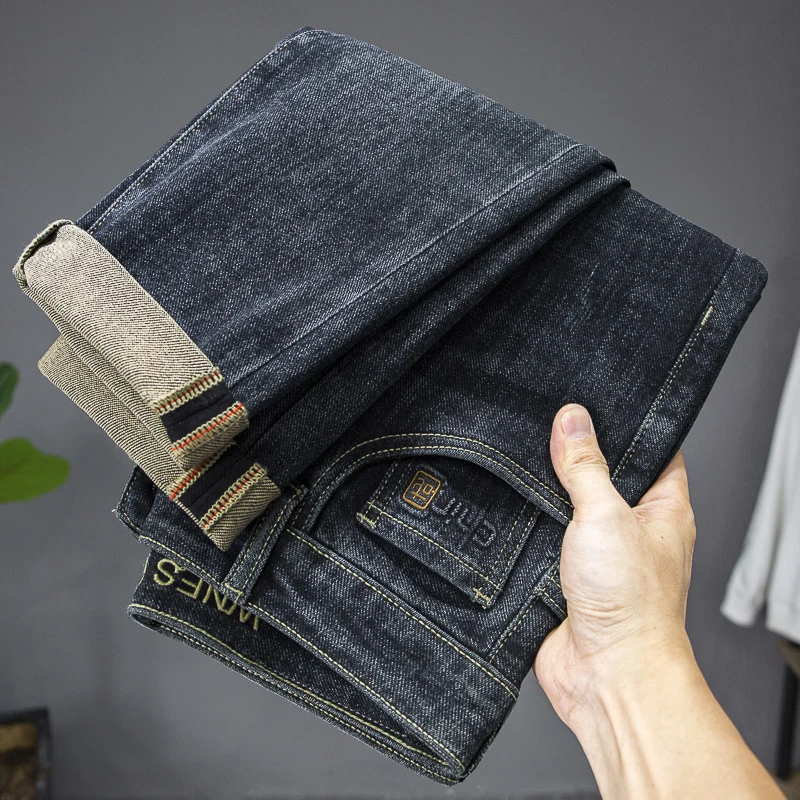 

Fashion Jeans Men's Street Chinese Style Embroidery Embossing High-End Affordable Luxury Slim Straight Casual Trousers