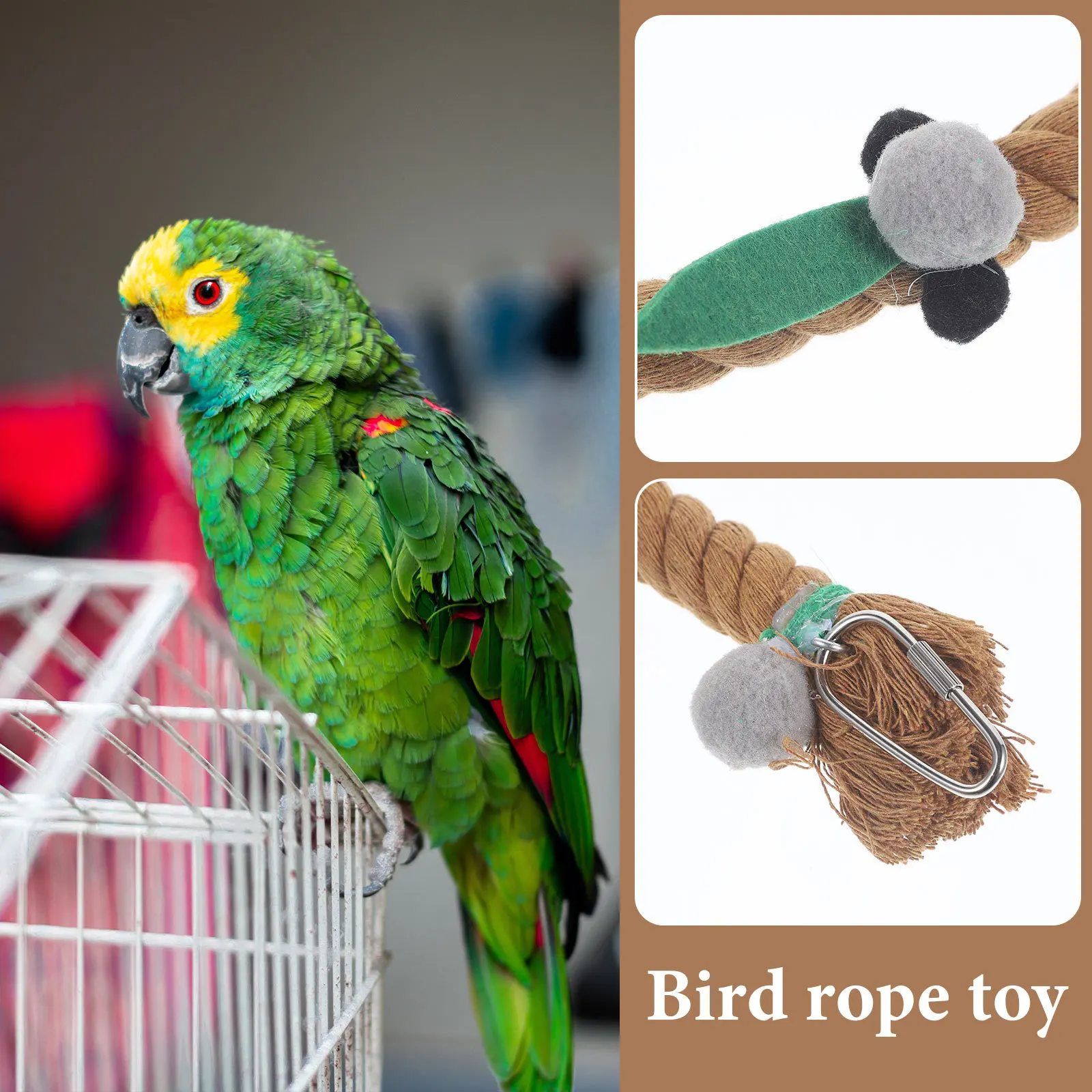 

Bird Cage Supply Parrot Rope Perch Hanging Stand Climbing Swing Bright Colors for Medium Large Cages Bird Rope Perch