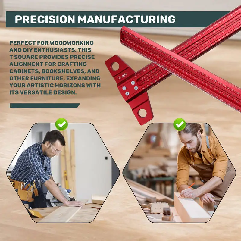 BAAG-Regla en T de marcado de precisión, regla de dibujo de carpintero, regla de marcado de carpintería, regla estándar de aleación de aluminio