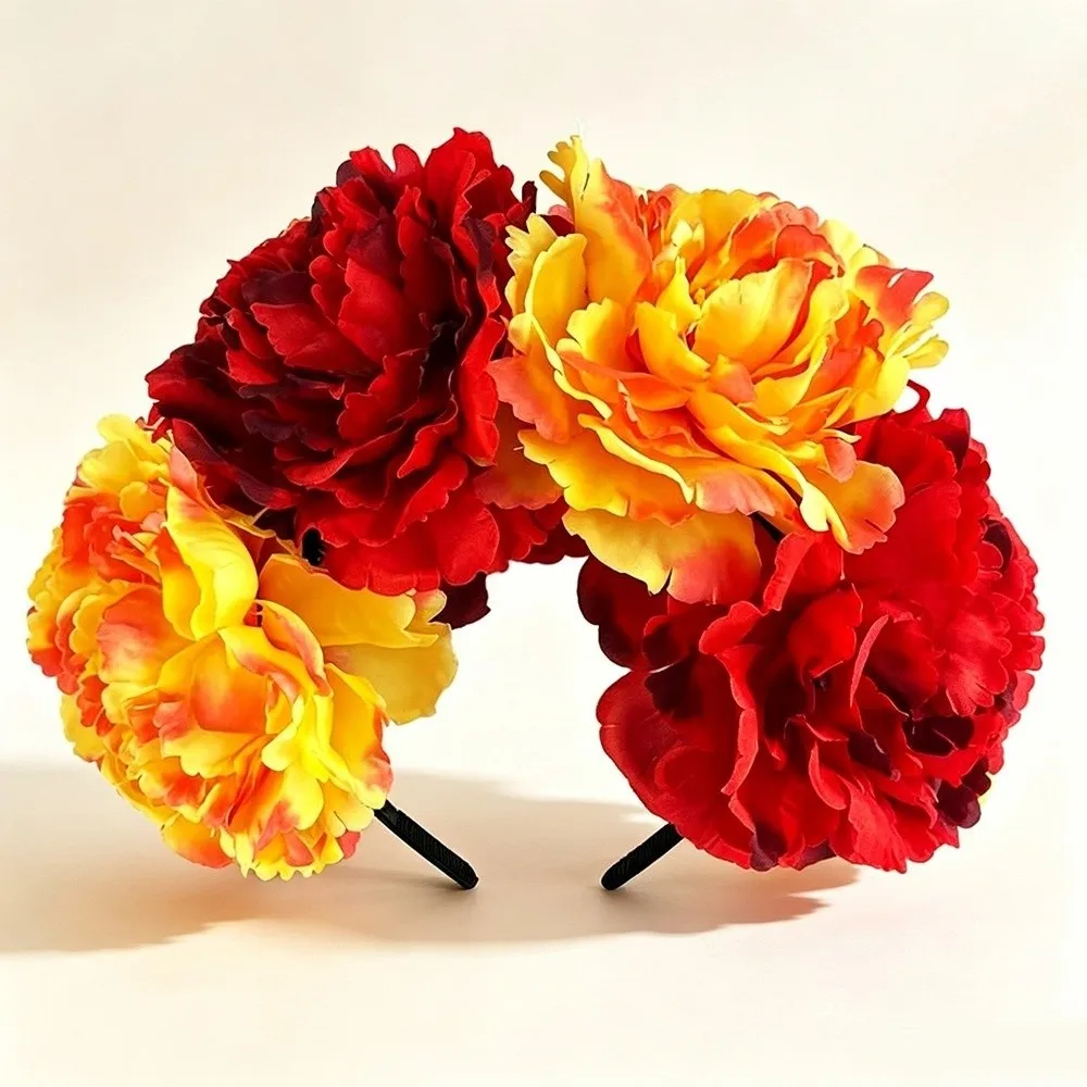 Simulated Flower Floral Garland Headband Rose Headpiece Gorgeous Design Artificial Flower Crown Elegant Romantic Style