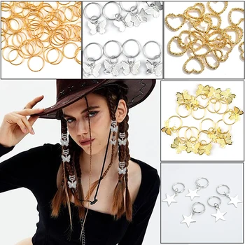 Zilver/Gouden Haar Vlechten Ringen Lus Clips Vrouwen Hip-Hop Diy Vlechten Ringen Haarclips Accessoires Metalen Manchetten Decoratie
