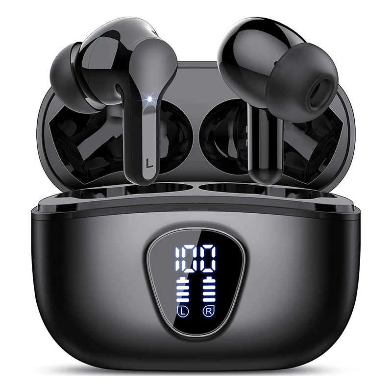 Wireless Ear Buds BT5.4 with LED Display IP7 Earphones HiFi Stereo Earbuds ENC Noise Cancelling Headphones with 48H Play Time