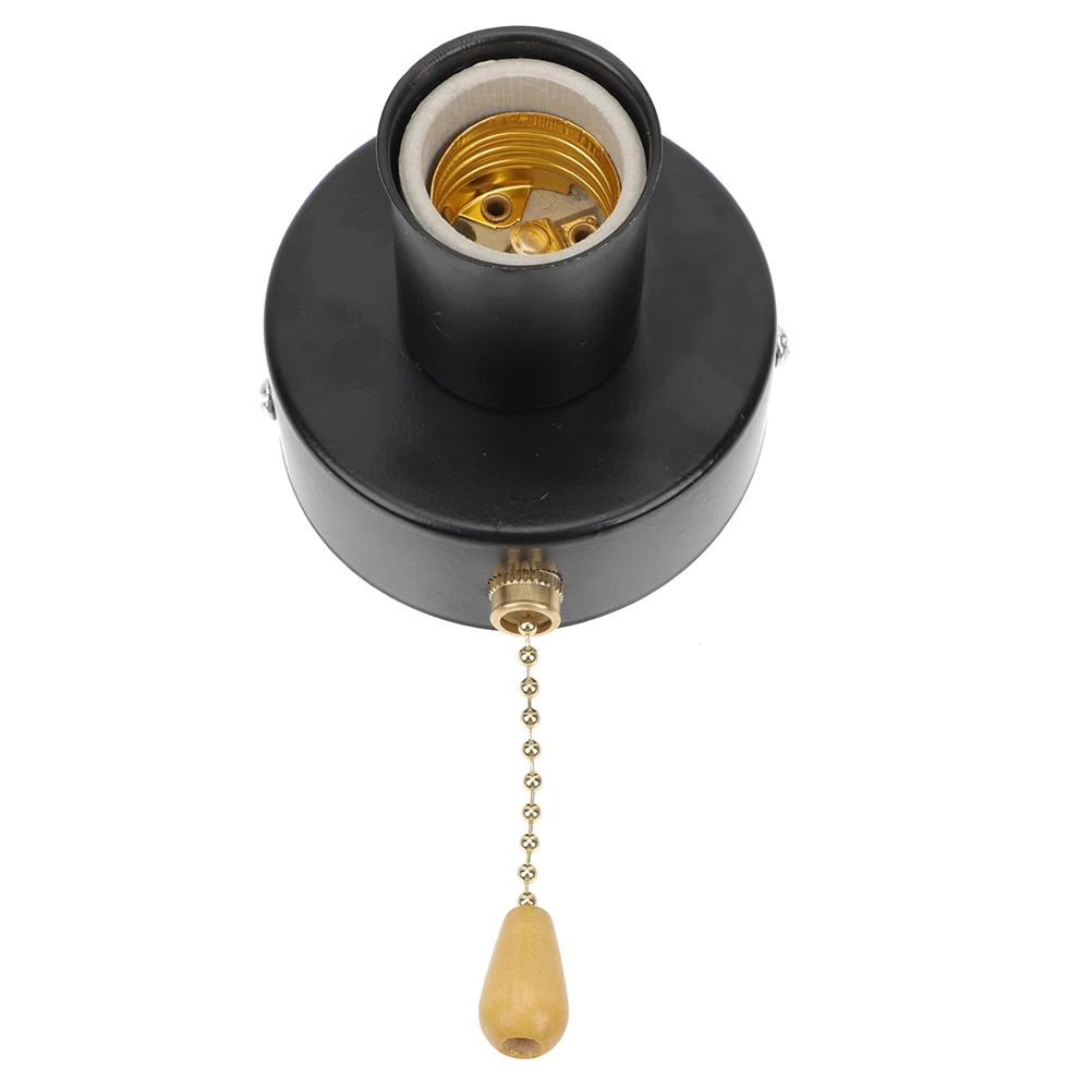 Pull Chain Lampholder Wall Light Switch Stainless Steel Chain Lamp Socket Replacement Fixture Easy Install Disassemble Long