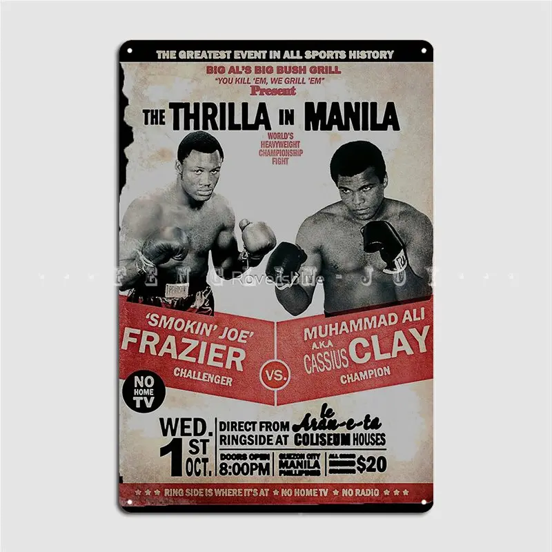 The Thrilla In Manila Frazier Vs Ali Metal Sign Club Pub Garage Printing Wall Decor Tin Sign Posters