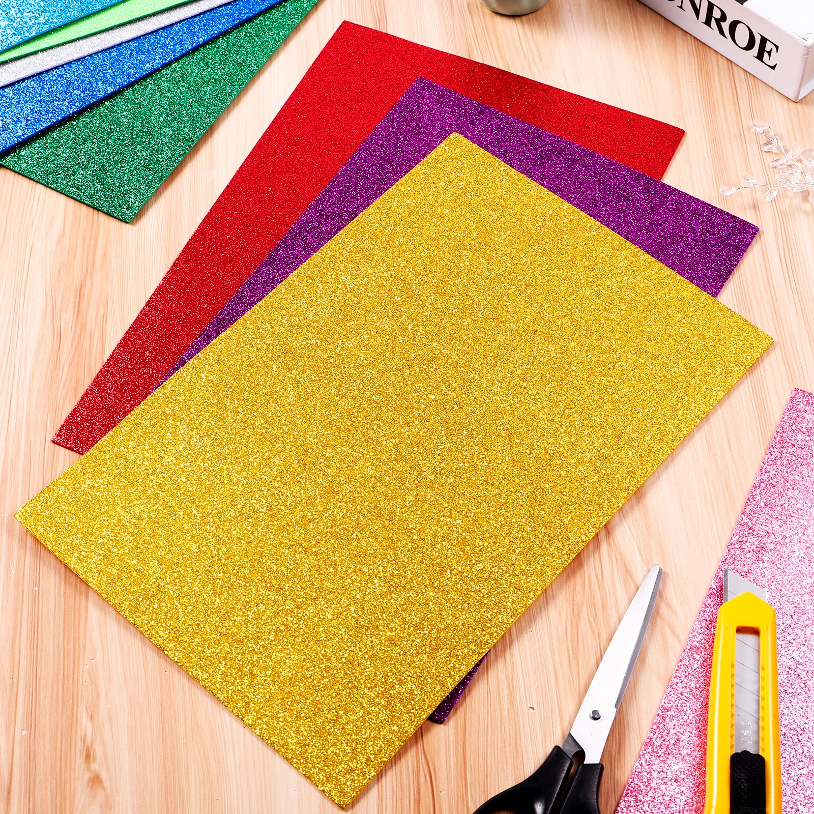 

10Pcs A4 Size Glittering Eva Sheets 20x30cm Multi Use Craft Foam for Holiday Decor Back to School Supplies Creative Art