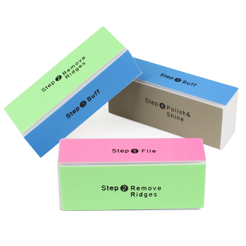 2Pcs Sponge Nail Buffers Colorful Sanding Buffing Block Grinding Polishing Nail File 4 Sided Professional Nail Manicure Tool