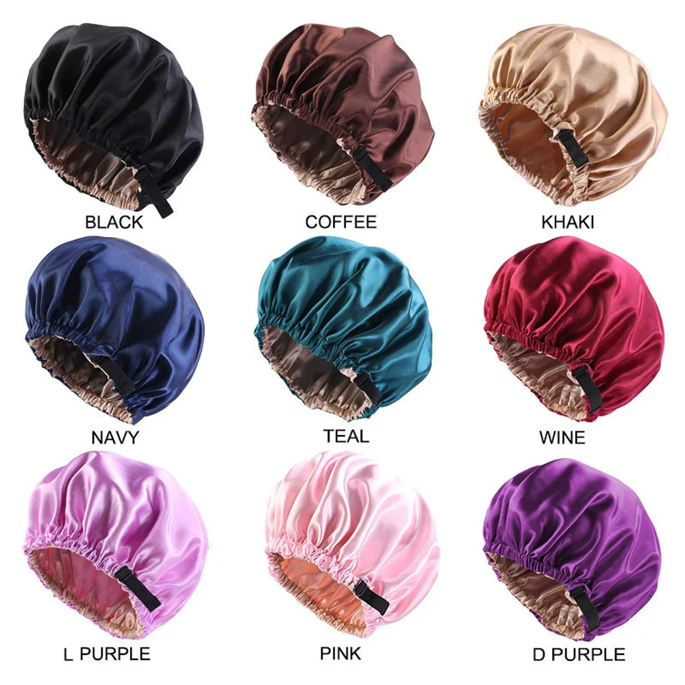 2026 NEW 1PC Women Adjustable Button Silk Satin Sleeping Hair Cap Invisible Round Night Headwear For Hair Protection hats