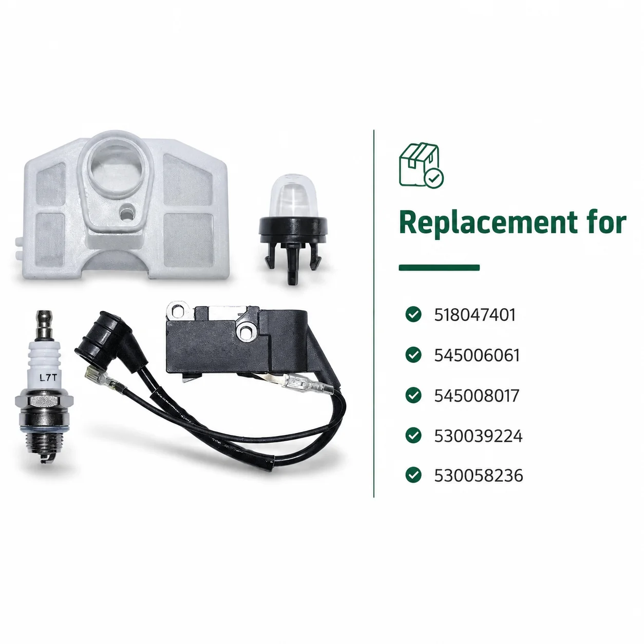 Ignition Coil Air Filter Spark Plug Primer Bulb Tune Up Kit For 4500 45cc 5200 52cc 5800 58cc Chinese Chainsaw Replacement Parts