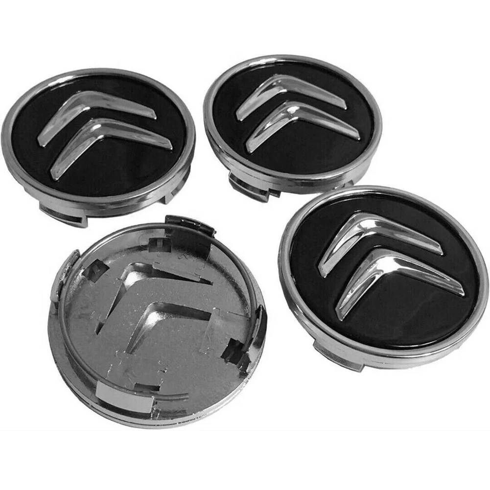 4Pcs Wheel Centre Hub Caps Alloy 60MM Genuine Wheel Center Hub Cap Black for Citroen C1 C3 C4 DS3 Most Models