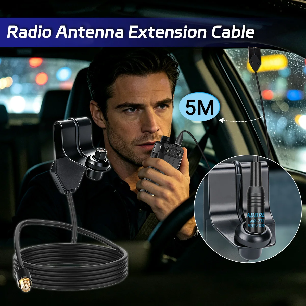 ABBREE Vehicle Car Window Mount Antenna Bracket SMA Female To SMA Male Extension Cable Car‑Use Antenna Holder For Ham Radio