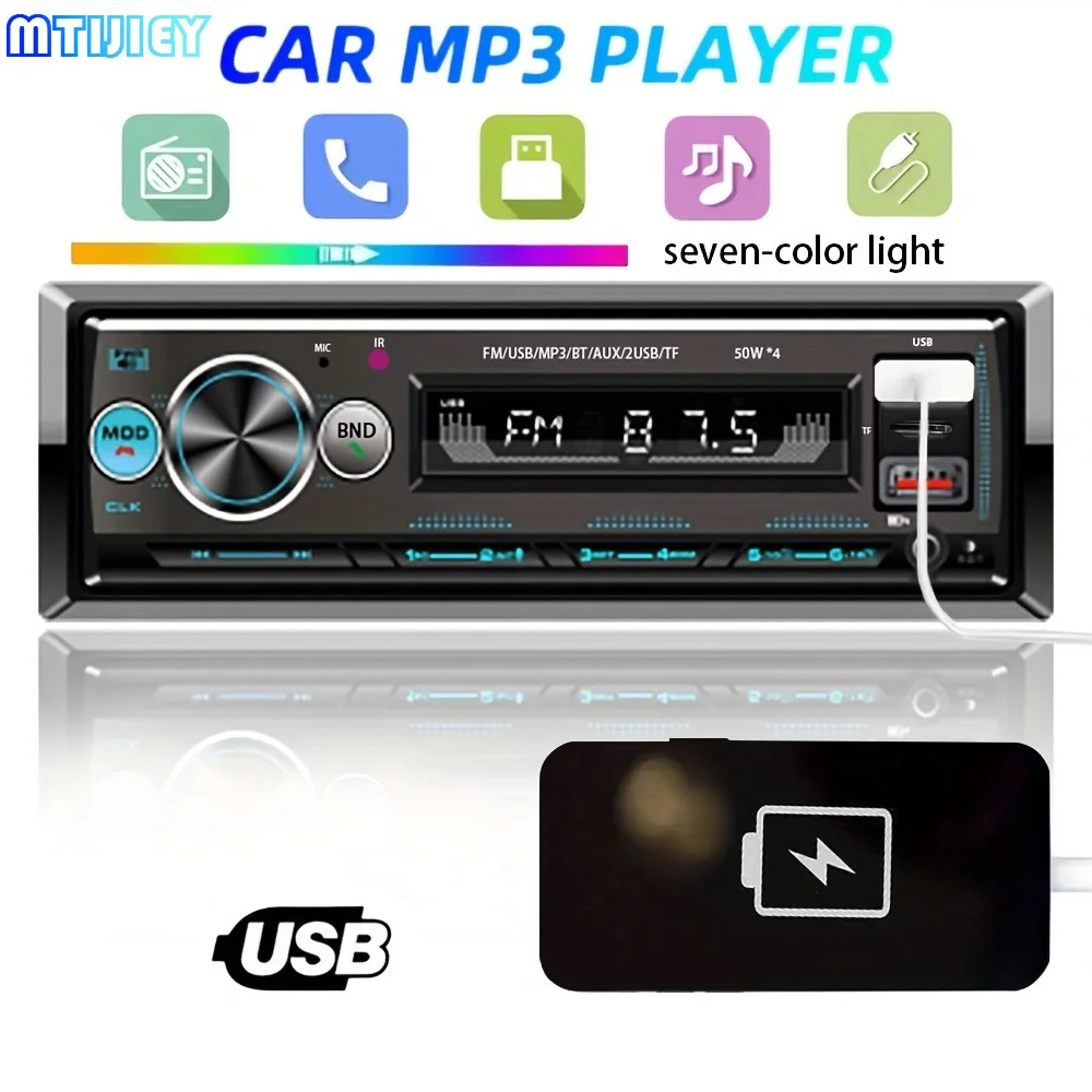 MTIJIEY Car MP3 Player Car Radios 1Din Car Stereo Wireless Audio MP3 Player USB/SD/AUX-in FM BT Radio Receiver