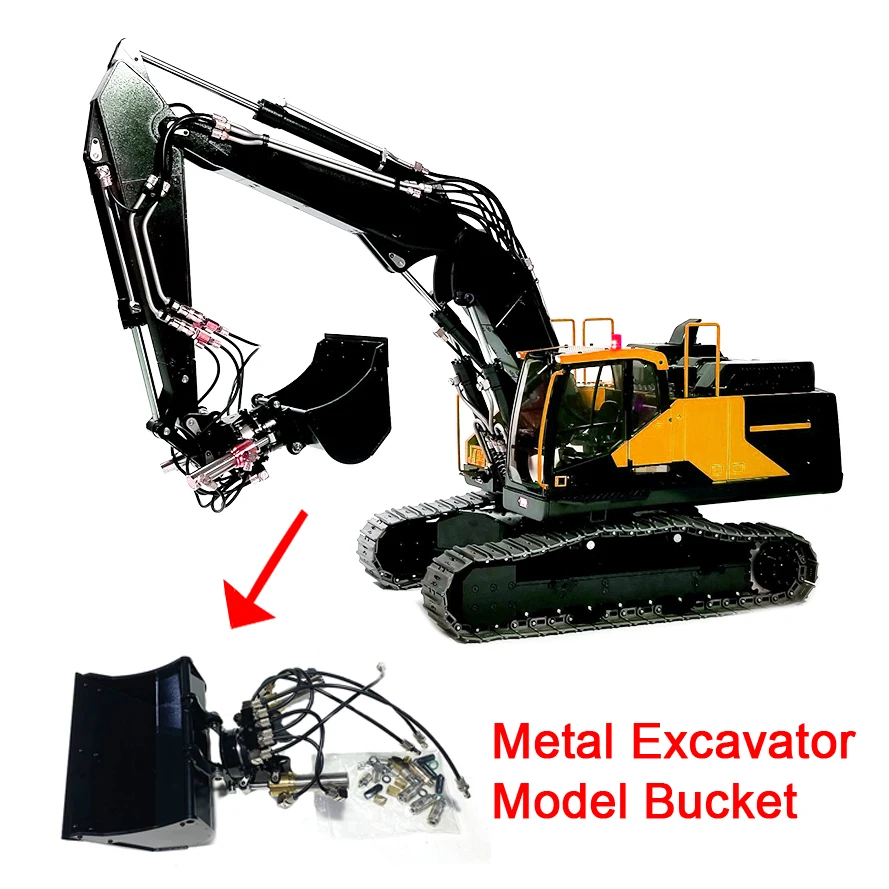 

Bucket 1/14 Metal Excavator Model Bucket Rotatable Tilt Wide Mouth Leveling Bucket Model Accessories